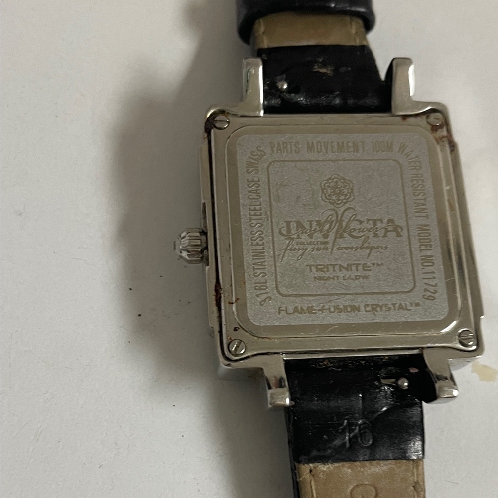 Invicta Silver Square Case Black Strap Women's Wa… - image 4